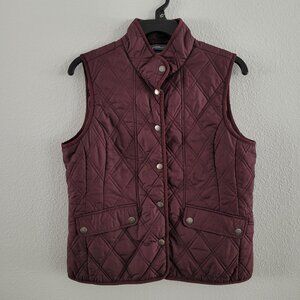 Eddie Bauer Women’s Quilted Vest Burgundy Plum Size Medium Snap Front Pockets